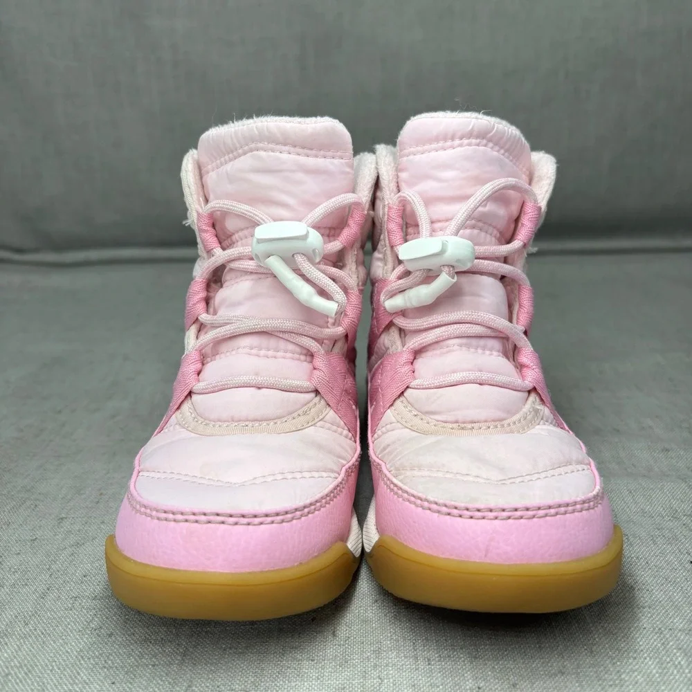 Sorel Whitney II Boots Pink Waterproof Snow Boots Ankle Plus Lace Kids Size 12